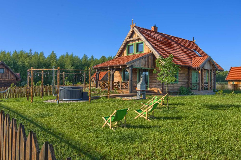 Dom domek na Mazurach nad jeziorem balia jacuzzi sauna Święta